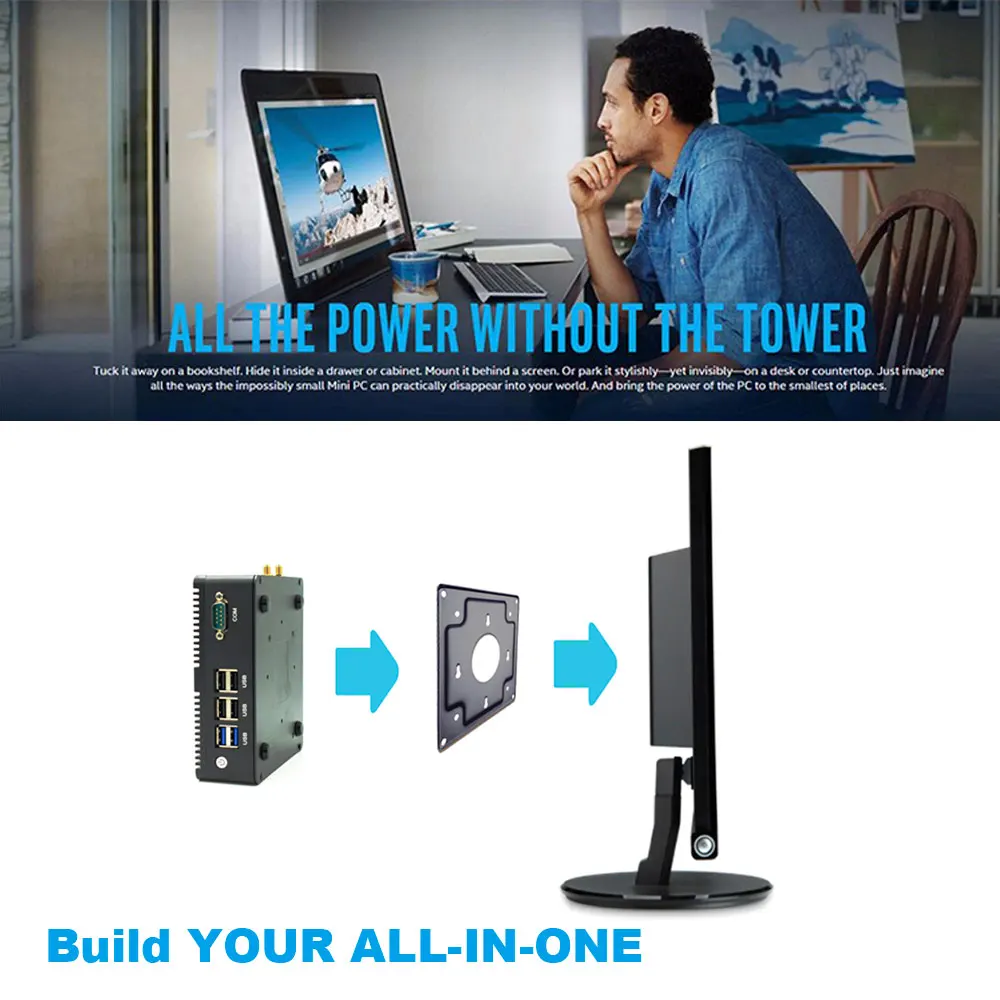 Мини ПК настольный с четырехъядерным процессором Windows Celeron N3160 J3160 J1900 двойной