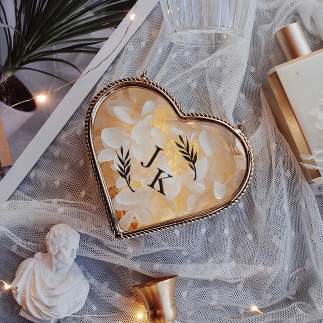 Custom Clear Glass Jewelry Box Valentine'S Gift Ring Box Necklace Storage Bride Party Wedding Decoration Personalized Gifts Text B