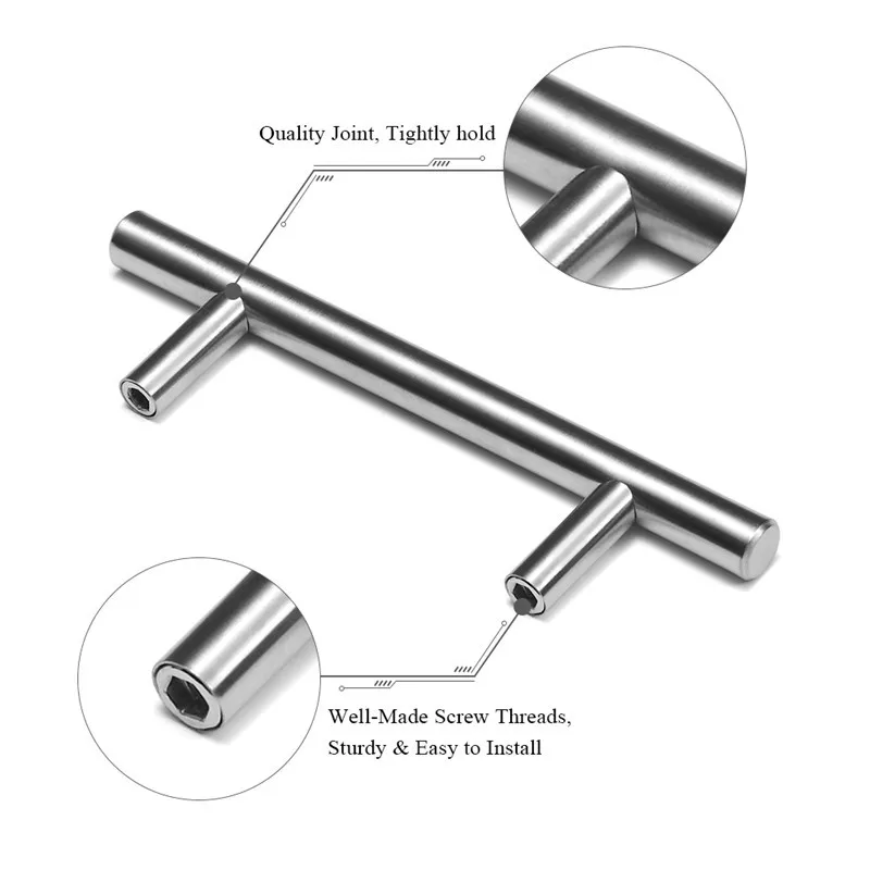 Furniture Handles 50mm-450mm Stainless Steel Kitchen Door Cabinet T Bar Handle Pull Knob Cabinet Knobs