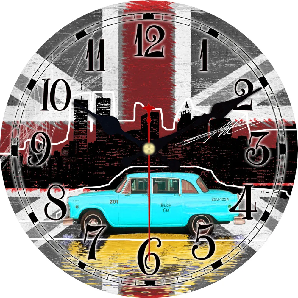 

WONZOM Blue Car Design Wall Clock For Home Decor, Wall Art Large Wall Watch, No Ticking Sound, Creative Decoration