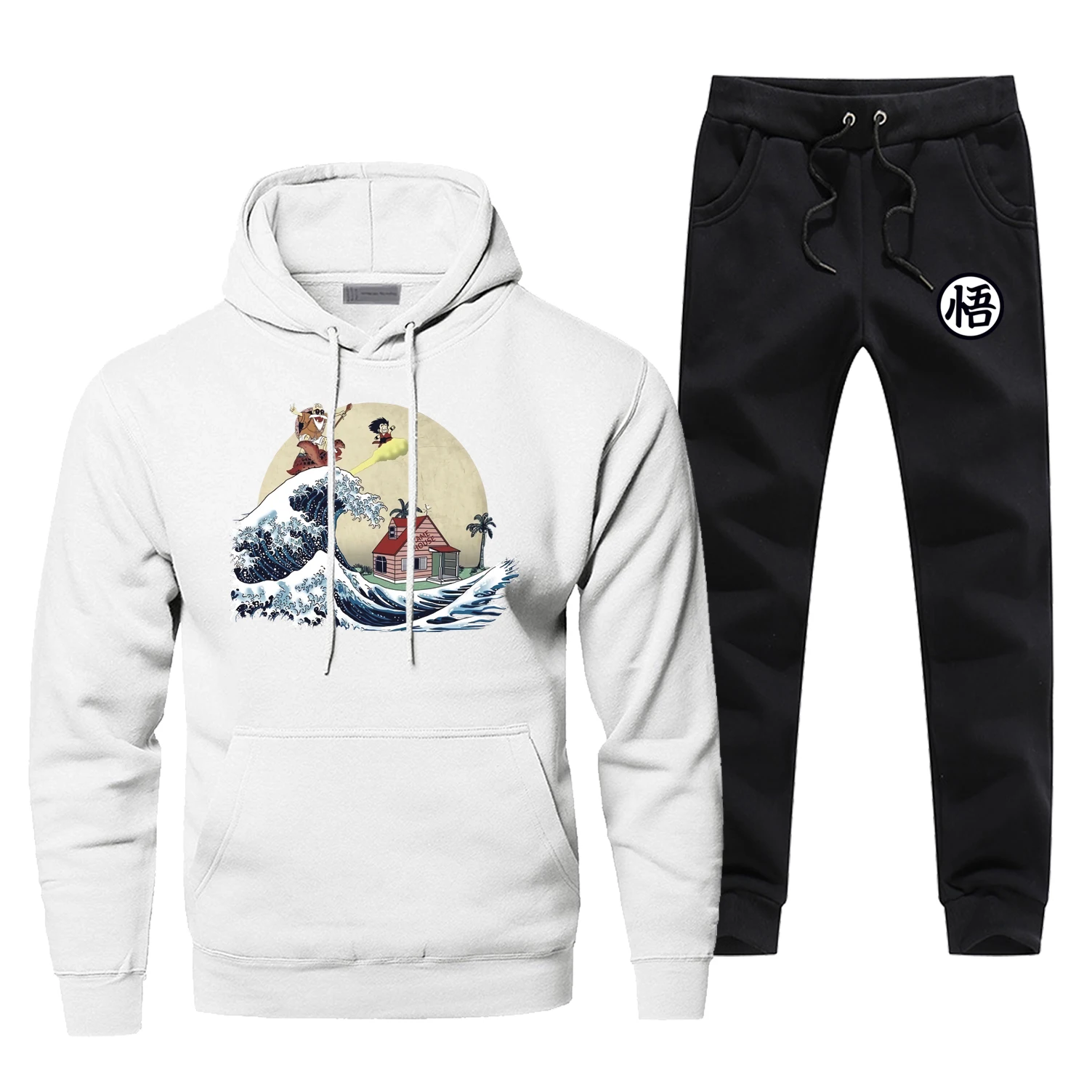 Classic Japan Anime Hoodies Dragon Ball Ocean Waves Master Roshi Men's Fleece Hoodie+pants Sets Casual Winter Warm Sportswear Classic Japan Anime Hoodies Dragon Ball Ocean Waves Master Roshi Men's Fleece Hoodie+pants Sets Casual Winter Warm Sportswear