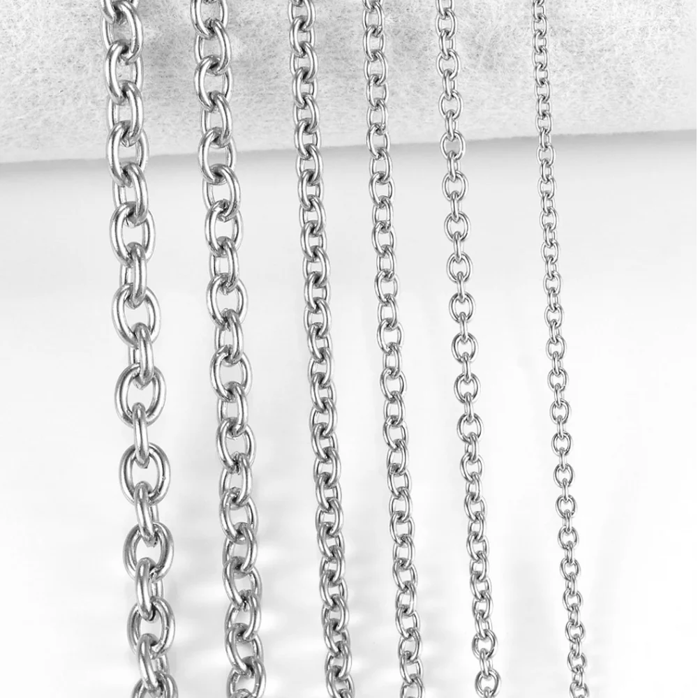 

1.5/2/2.5/3/4/4.5mm Stainless Steel Cross O Chain Stainless Stele Rolo Necklace For Women Men DIY Jewelry Thin Bracelet Necklace