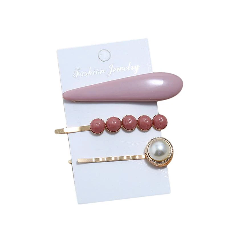 

3pcs/set Vintage Pearl Hair Barrettes Fashion Arylic Geometric Hair Clips For Women Simple Acetate Hair Pins Grips Accessories