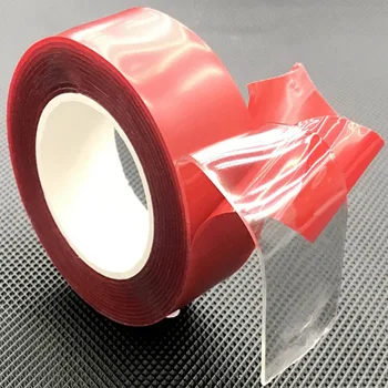 

Red Double Sided Adhesive Tape High Strength Acrylic Gel Transparent No Traces Sticker for Car Auto Interior Fixed
