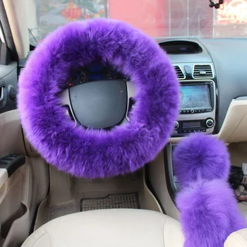 

Handbrake Steering wheel cover Plush Wool Accessory Comfortable Protector