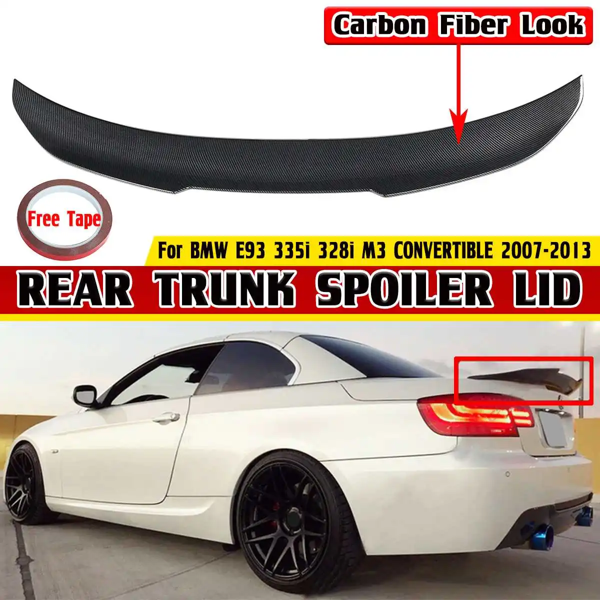 

ABS PSM Style Car Rear Trunk Boot Lip Spoiler Wing Lip Trunk Spoiler Boot Wing For BMW E93 335i 328i M3 CONVERTIBLE 2007-2013