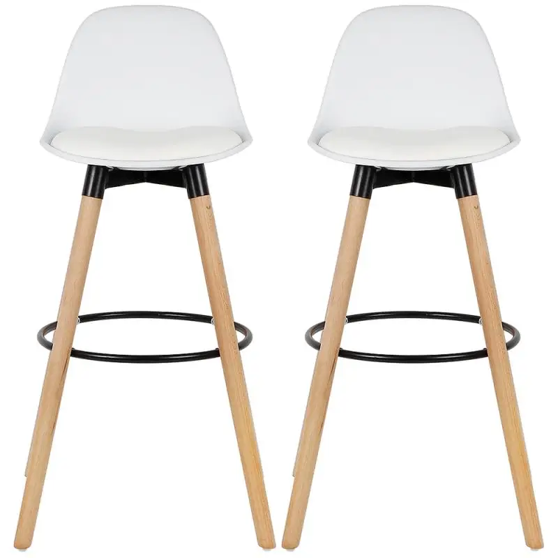 2Pcs/Set Bar Chair  Lounge Chairs White Wooden Beech Wood Legs B