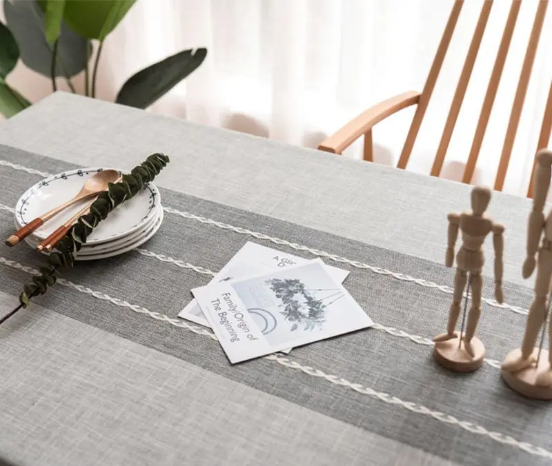 Высококачественная льняная хлопчатобумажная скатерть с кисточкой Толстая прямоугольная Свадебная скатерть для обеденного стола T03