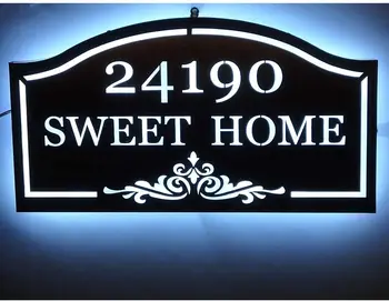 

Led Metal House Street Address Plaque, Custom House Number Address Name Sign for Home Yard Door Cast Lawn Mounted Arch Plaque