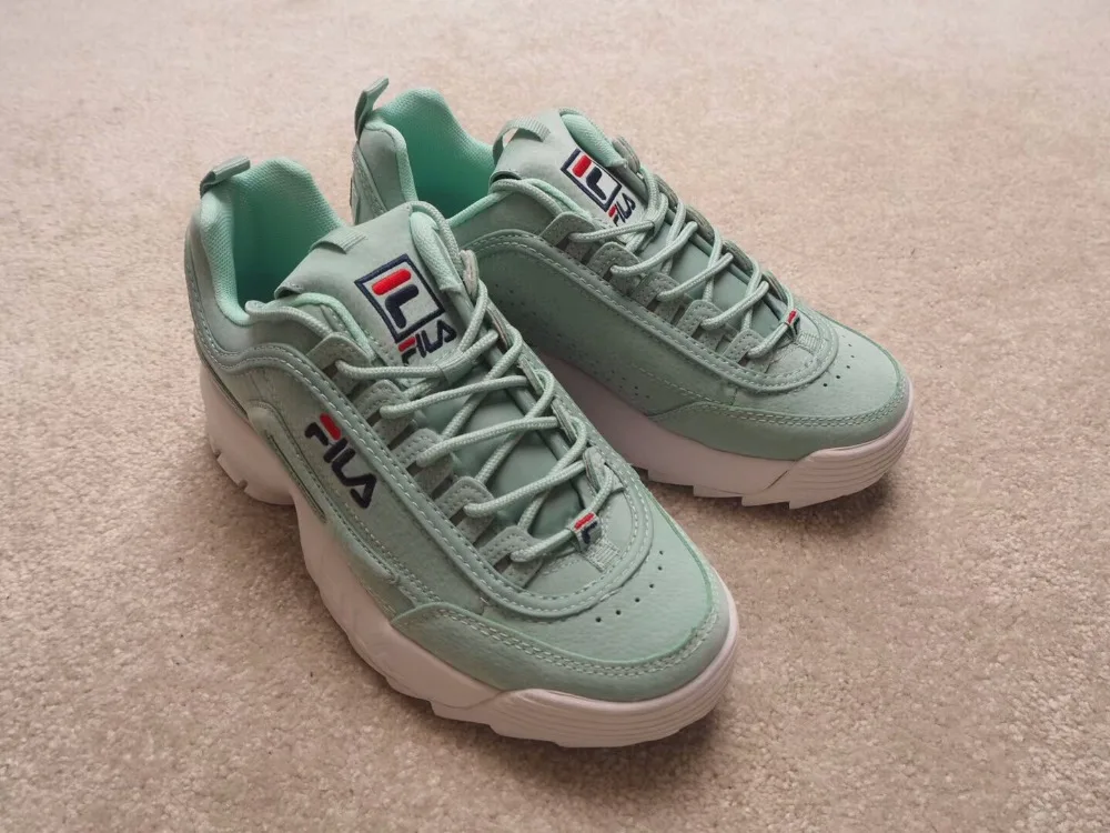 FILA Disruptor II generation large sawtooth two layer combination big bottom raise leg repair jogging shoes 35-39