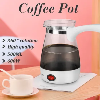 

600W 500ml Coffee Maker Turkish Greek Electric Coffee Machine Pot Boiled Tea Milk Kettle One Button Portable Coffee Pot Clear