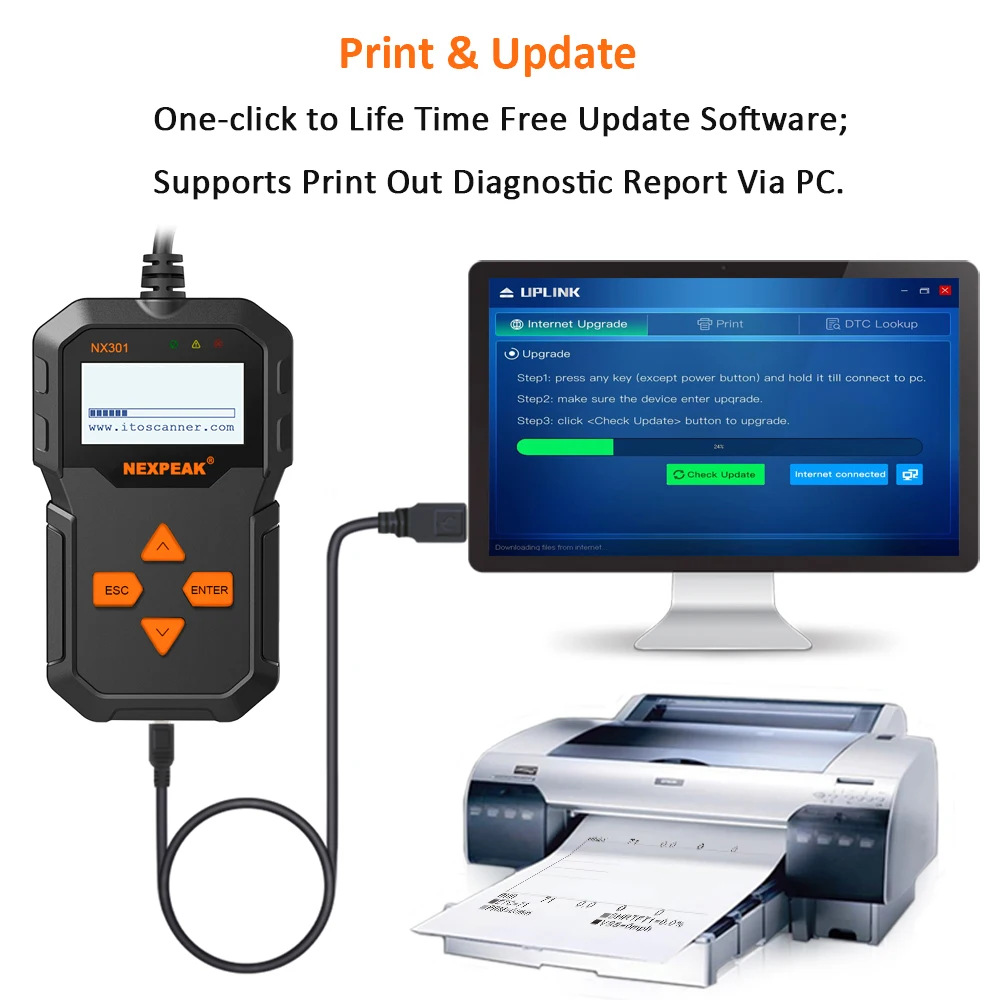 Автомобильный сканер NXPEAK NX301 OBD2 считыватель кодов инструмент для диагностики