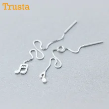 Trusta,, модные, хит,, 925 пробы, серебряные серьги-гвоздики, асимметричные, для заметок, связанные, 9,5 см, прямая палочка, для девочек, друзей, подарок, DS273