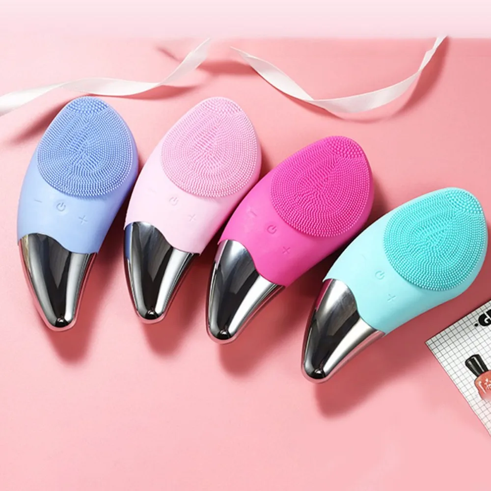 HOT Ultrasonic Vibration Silicone Cleansing Instrument Wash Instrument Electric Wash Brush Washing Artifact Pore Cleaning Brush (4)