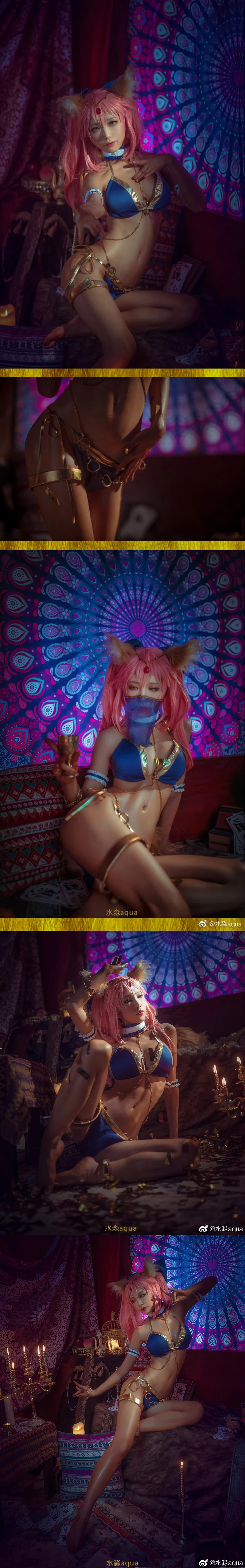 Fate/Grand Order Tamae no mae, танцевальное бикини для девочек, карнавальный костюм на Хэллоуин, головной убор+ вуаль+ бюстгальтер+ штаны+ цепочка+ уши+ хвост, свободный размер