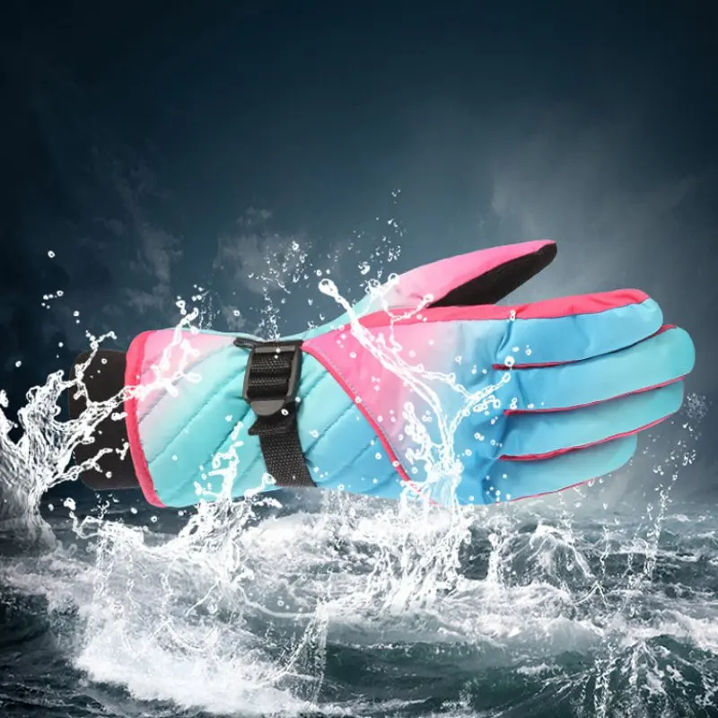 Зимние профессиональные лыжные перчатки с сенсорным экраном для девочек и мальчиков, водонепроницаемые теплые перчатки с полными пальцами, зимние детские ветрозащитные лыжные перчатки