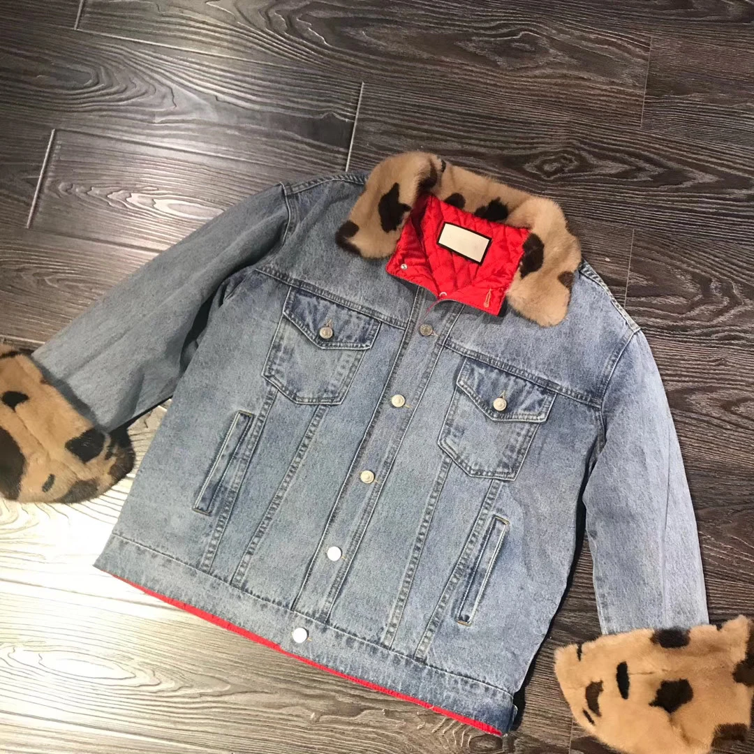 

Denim jacket with real mink fur coat women 2019 new fashion winter coat women plus size high quality casual clothes