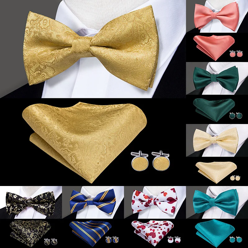 Hi Tie классические черные галстуки бабочки для мужчин 100% шелк Бабочка