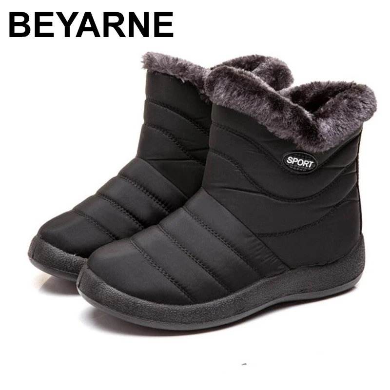 

BEYARNENew Snow Boots Women Waterproof Ankle Slipper Winter Boots Woman Warm Short Plush Insole Female Flanging Shoes Big Size