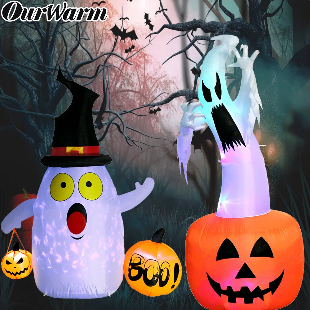 

OurWarm Halloween Horror Inflatable Ghost with Leds Outdoor Decoration Inflatable Blow in Pumpkin Up Halloween Party Supplies