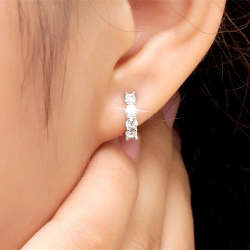 925 Sterling Silver Earrings Inlaid With Zircon Crystal For Women Wedding Jewelry Gifts,silver earrings,womens earrings