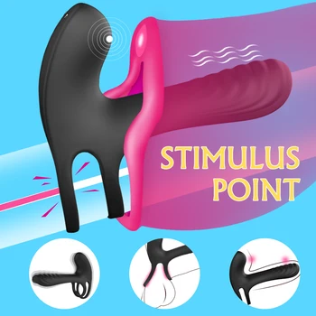 Vibrating Cock Ring Dual Penis Ring With Tongue Clitoral Stimulator For Couple  Stronger Erection Enhancing Vibrators Sex Toys 3