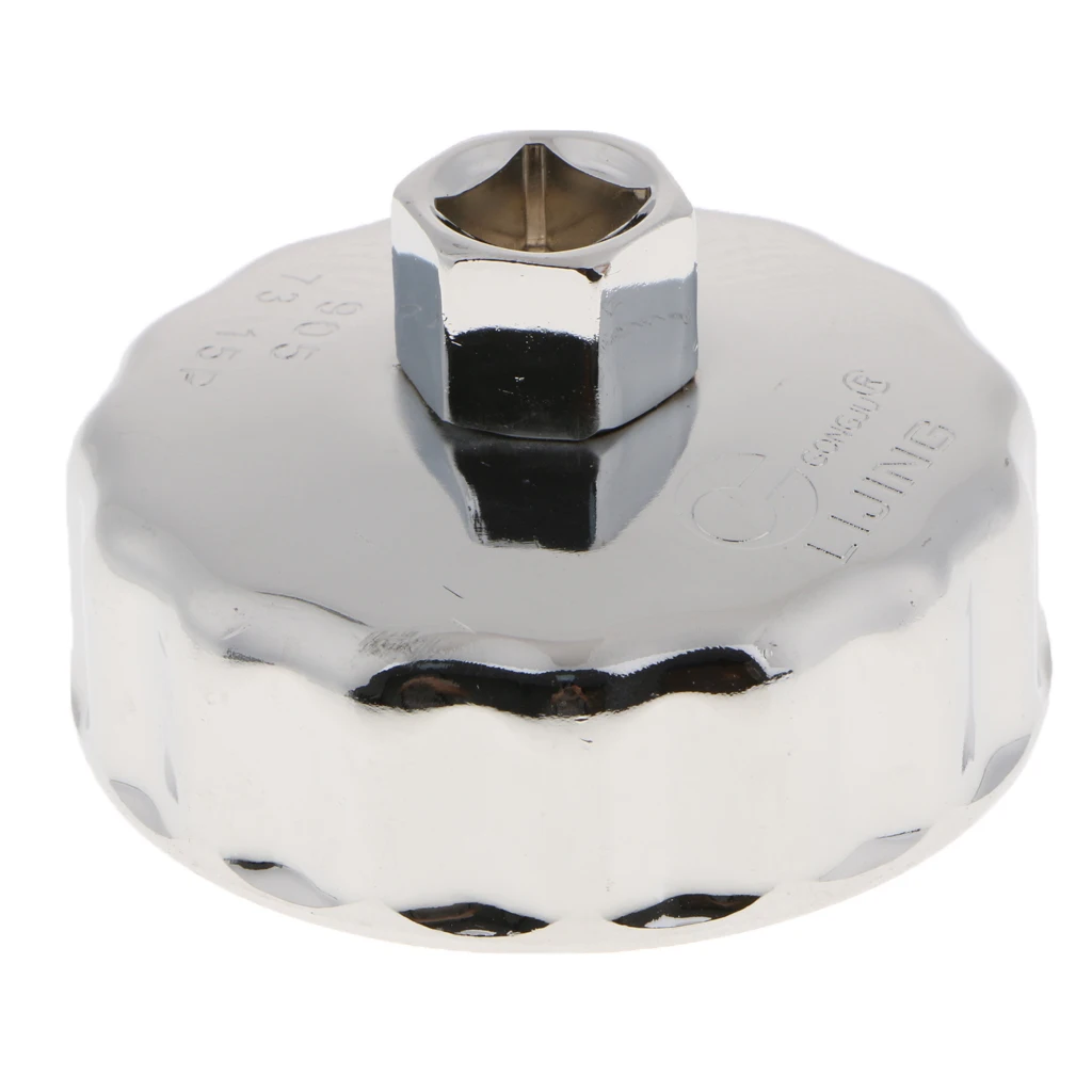 Oil Filter Cup Wrench Housing Tool Remover Cap Oil Grid, Dia 73mm,14 Flutes, Steel and Chrome Plated, for Toyota