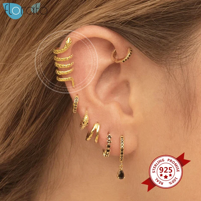 

1PC Snake Ear Clips Earrings for Women 925 Sterling Silver Animal Ear Cuff Clip Earrings Caught Fake Cartilage Earring Jewelry