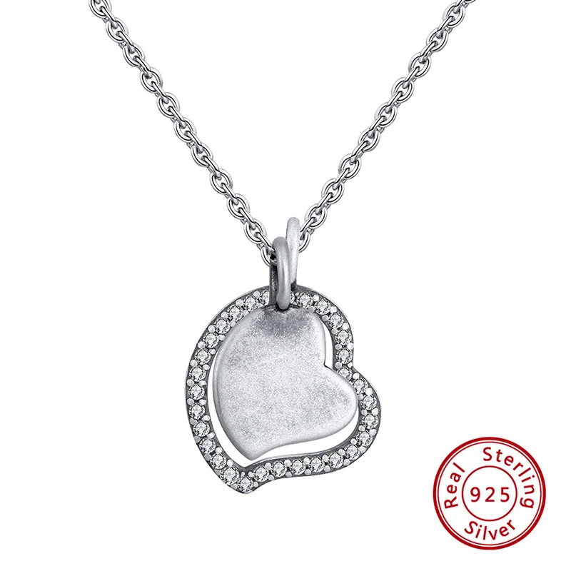 Effie queen, 925 пробы, Серебряное сердце, женские ожерелья с подвеской, письмо, мама, любовь, Ретро стиль, Женские Ювелирные изделия, аксессуары, TSN139 - Цвет камня: Blank