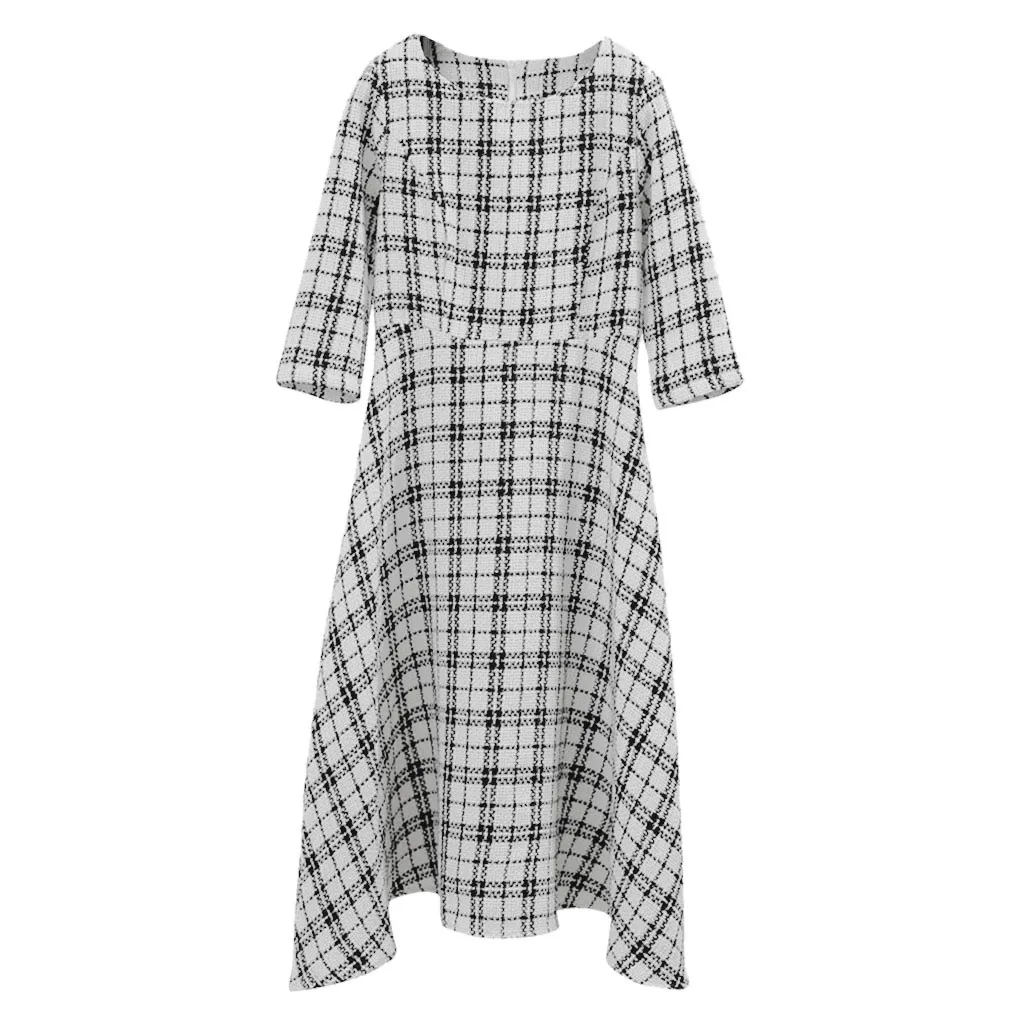 MISSOMO vestidos Вечернее Платье женское платье с круглым вырезом и длинным рукавом винтажное клетчатое торжественное платье Женские Элегантные платья ropa mujer 9