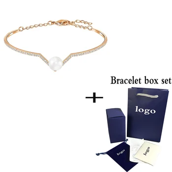

SWA New Exquisite And High-quality Design White Pearl Bracelet, V-shaped Crystal Jewelry To Give Girlfriend The Best Romantic