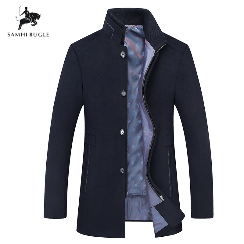 Plus size M 6XL Winter Warm Wool Coat Men Thick Overcoats Topcoat Business Casual Mens Single 5