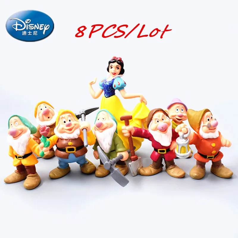 Disney Snow White Princess & Seven Dwarfs Plush Toy Dolls Sef of 8