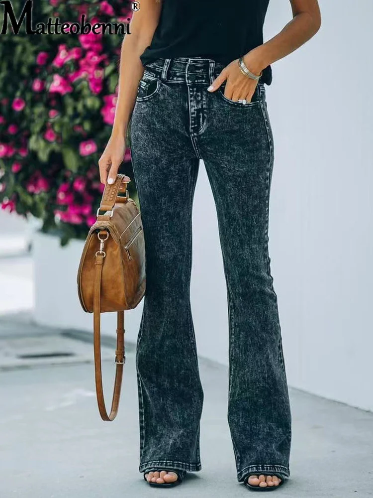 2021 Woman High Waist Jeans Vintage Black Jeans Trousers Straight Overalls Pants Long Ladies Casual Loose Street Wide Leg Jeans