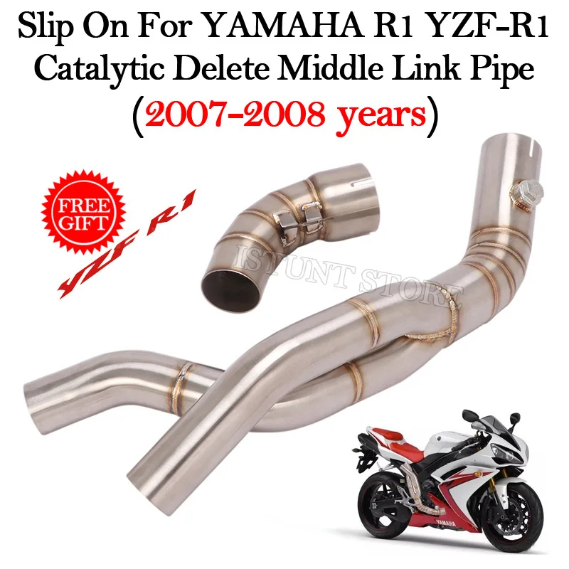 Slip On For YAMAHA YZF-R1 R1 2007 2008 Motorcycle Exhaust Modified Escape Enhance Catalytic Delete Middle Connection Link Pipe - - Racext 14