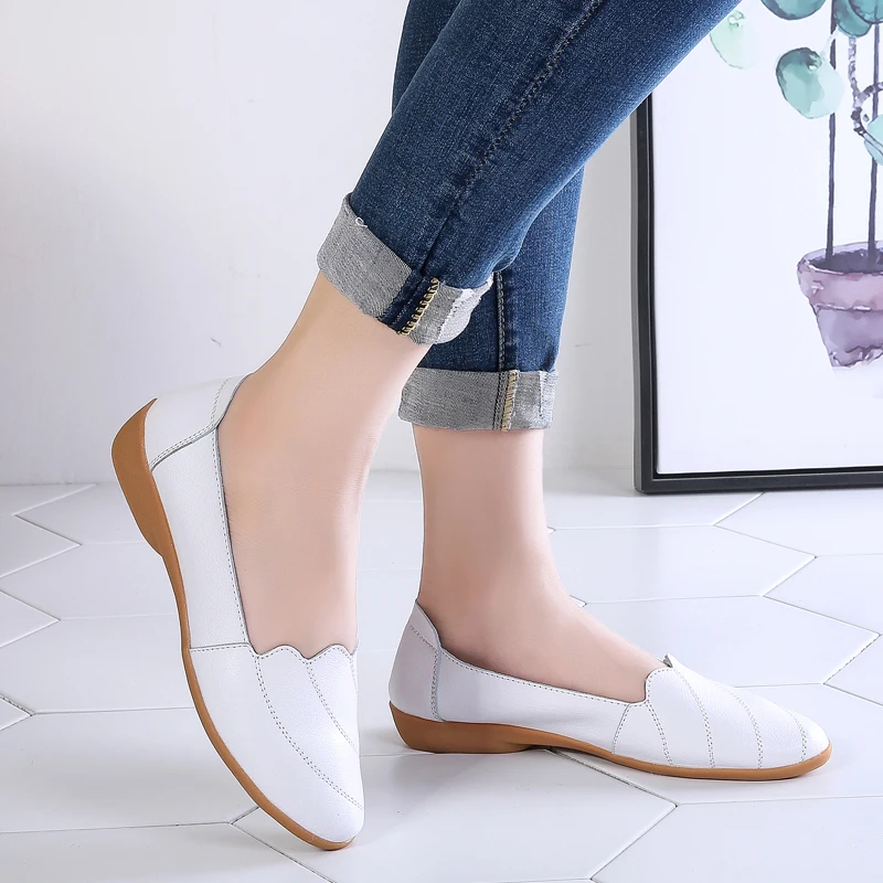 Г. Новая женская обувь кожаные туфли на плоской платформе белые женские туфли на плоской подошве с острым носком