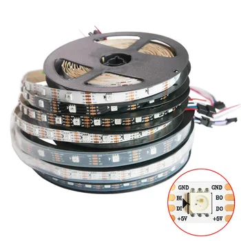 

Wholesale 5m WS2813 RGB led strip light DC5V WS2812B Updated led lamp tape Dual-signal 30/60 pixels/leds/m IP30/IP65/IP67