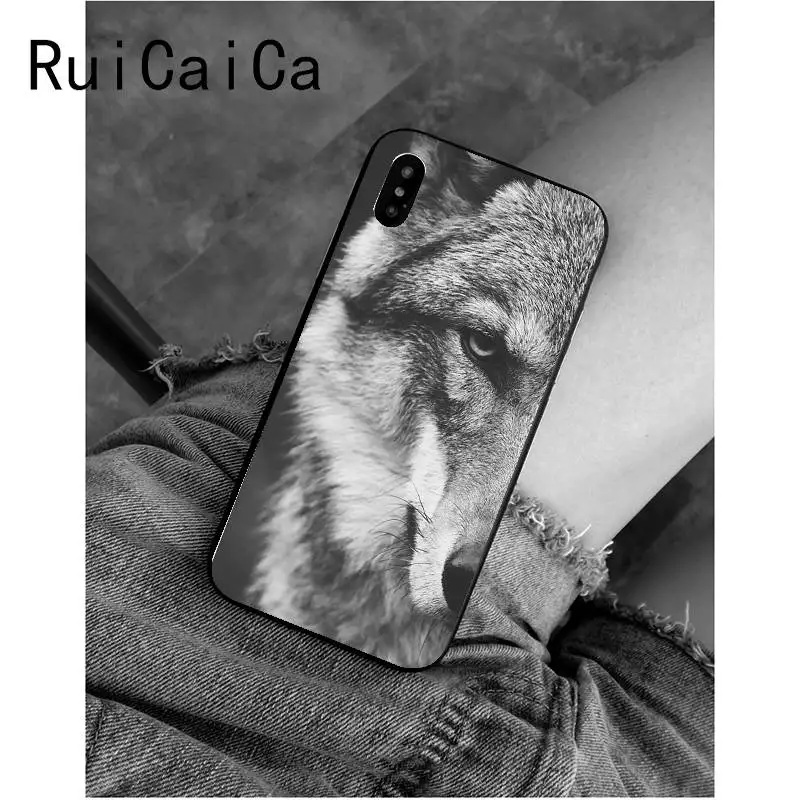 RuiCaiCa черный мягкий чехол для телефона с крутым волком для iPhone 8 7 6 6S Plus X XS MAX 5 5S SE XR 11 11pro 11promax - Цвет: A5