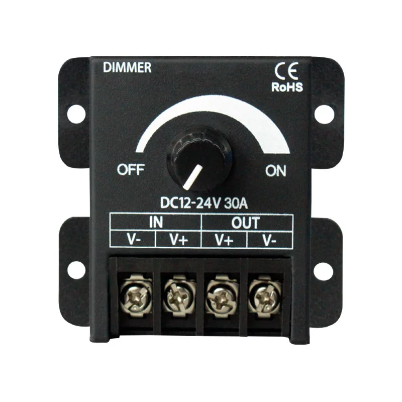 

DC12V-24V 30A Black LED Dimmer Switch Brightness Controller for Single Color 5050 3528 5630 Led Lamp Strip Light