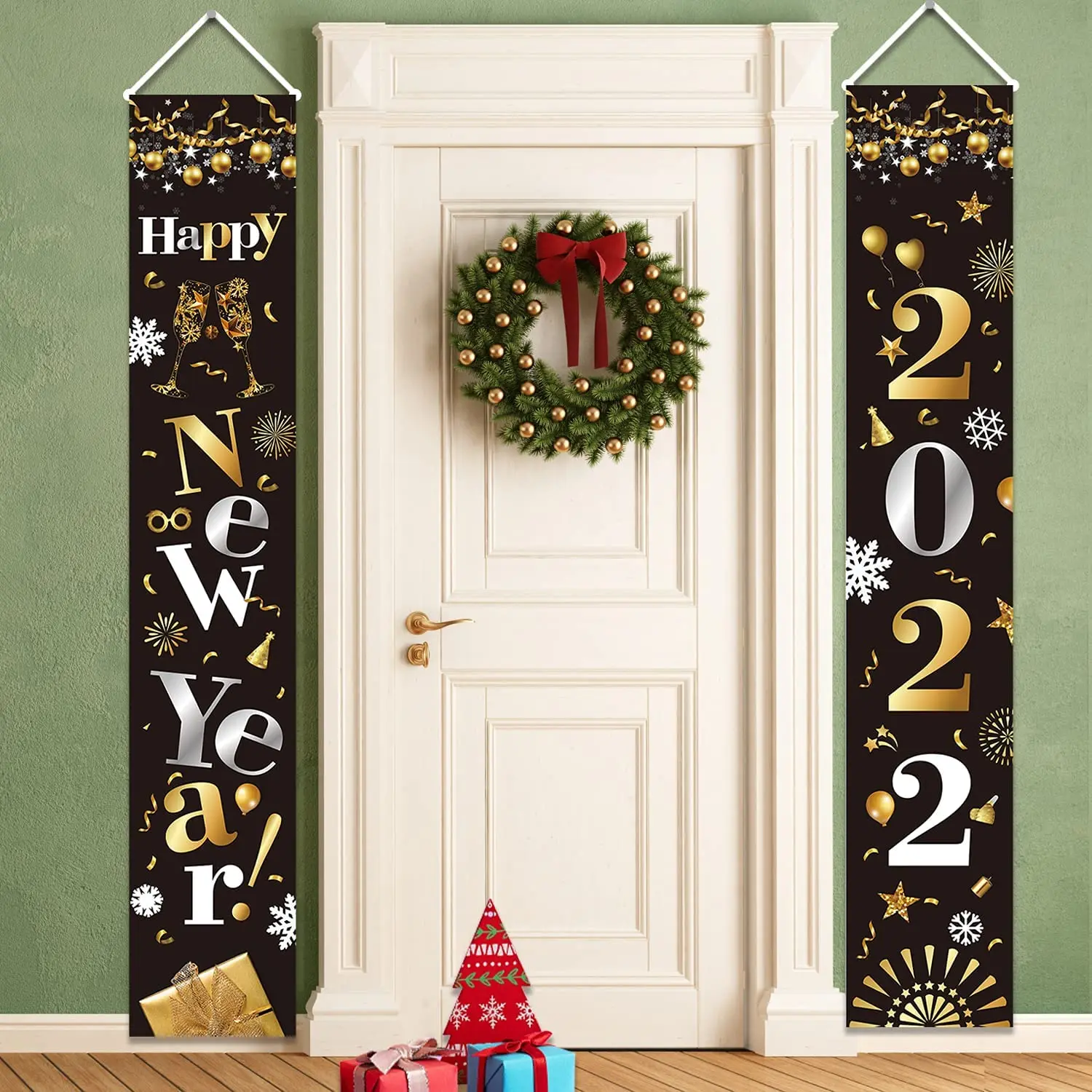 Front door New Year banner, 2022 New Year's Eve door cover background, Happy  New Year door frame decoration|Party Backdrops| - AliExpress