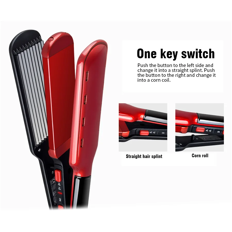 Electric Hair Iron Heating Comb Hair Straightener Professional Curling Iron Salon One Step Dry/Wet Two Use  Flat Iron Hair Plank