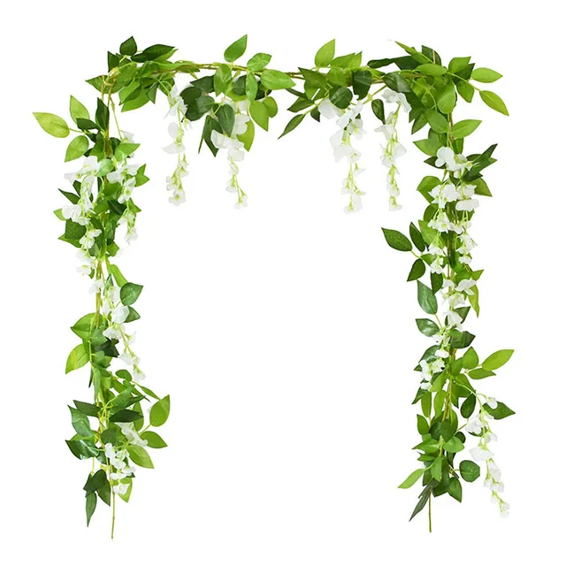 180cm Fake Ivy Wisteria Flowers Artificial Plant Vine Garland for Room Garden Decorations Wedding Arch Baby Shower Floral Decor white Wisteria