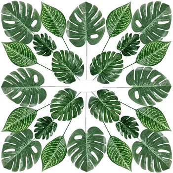 

BEAU-80 Pieces 4 Kinds Palm Leaves with Stems Faux Monstera Leaves Tropical Plant Simulation Leaves for Leaves Decorations