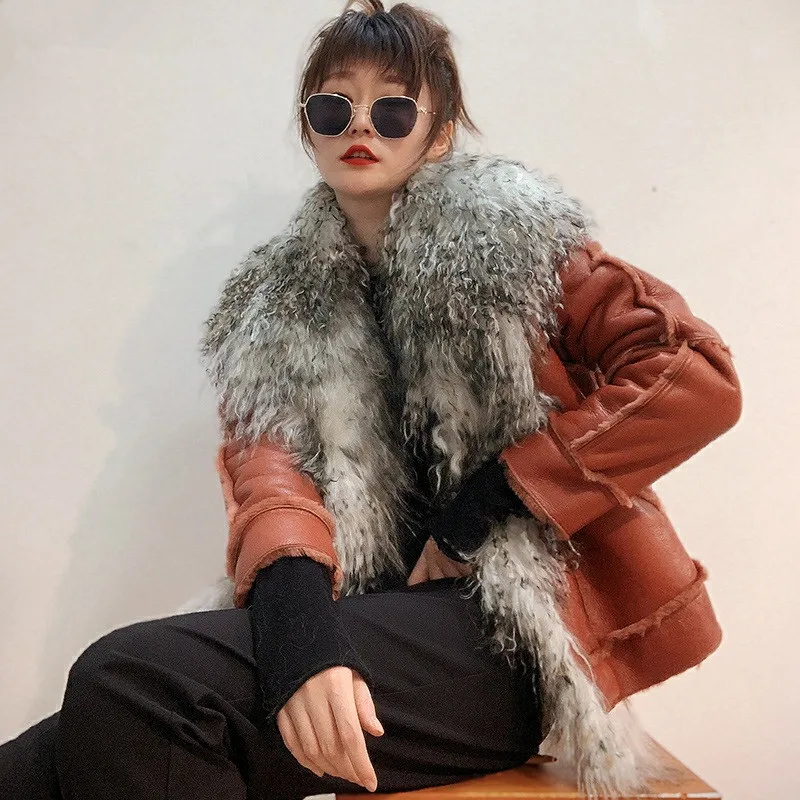 Натуральная кожа овчина замша куртка 2019 Зима Новая повседневная мода для