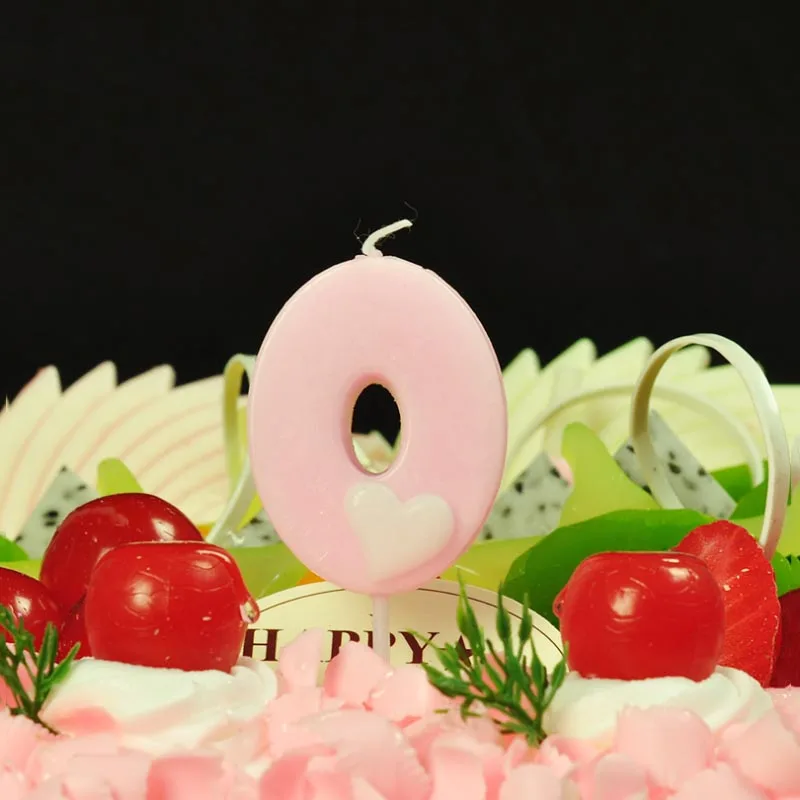 Креативный розовый/синий мультфильм свечи на день рождения 0-9 для детей взрослых девочек день рожденья для мальчиков свечи для торта украшения - Цвет: Number - 0