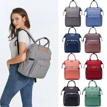

Pure Color Mummy Bag Stroller Hanging Bag Nappy Handbag Dry and Wet Backpack Independent Wet Widened Anti-theft Design