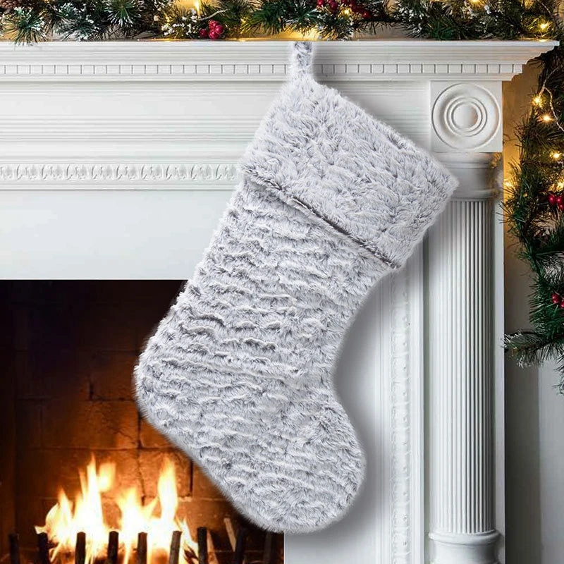 Plush Christmas Stockings Gift Bag Cloth Gift Candy Container Bags Xmas Hanging Stockings Christmas Decorations Stocking Stockings Gift Holders Aliexpress