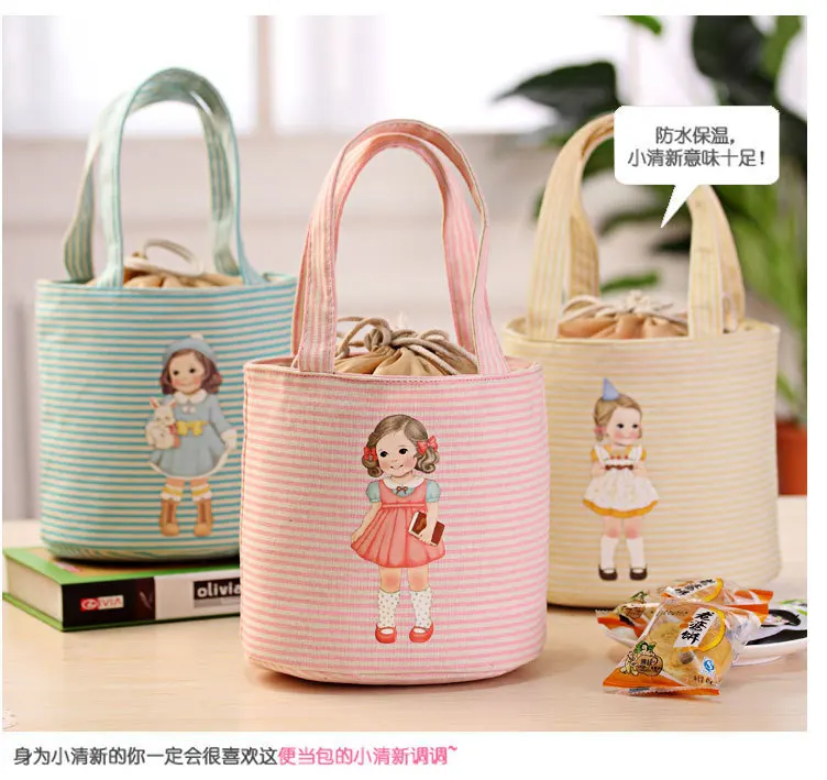 Japan Insulated Thick Doll Bento Box Bag Students Hand Lunch Box Bag Food Carrying Bag Ice Pack Hot Sales
