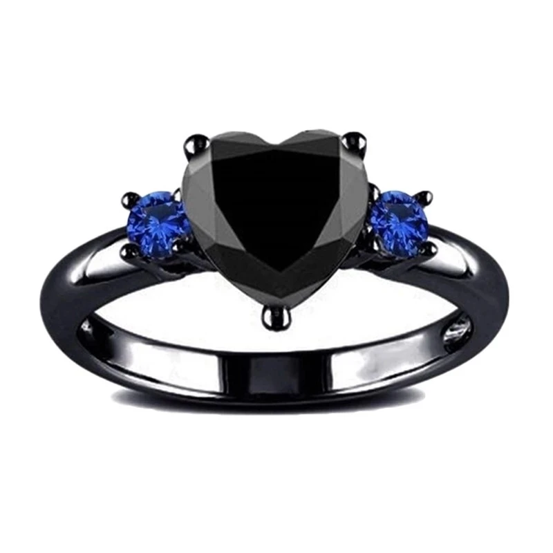 Wedding Rings Vintage Black Woman Rings Love Heart Charm Finger Ring Inlaid Zirconia Ring Women Wedding Engagement Jewelry Gift womens ring finger rings jewelry rings ring jewelry