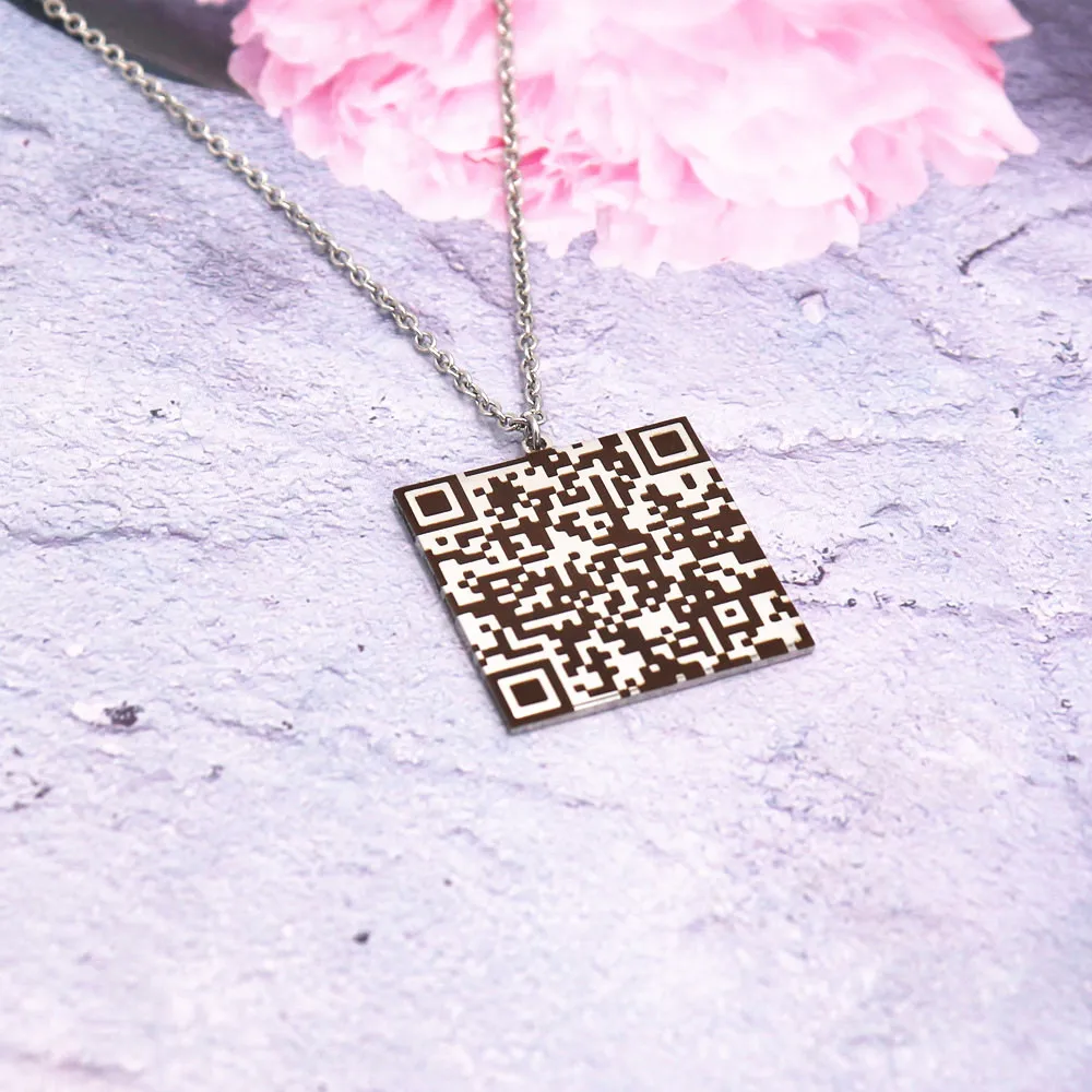 Ожерелье с QR-кодом на заказ чокер подвеской в виде секретного сообщения подарок